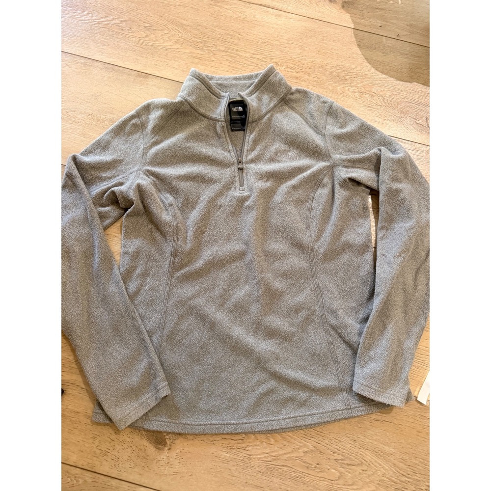 The North Face Womens TKA 100 Fleece Quarter Zip Pullover Grey Size Medium 184